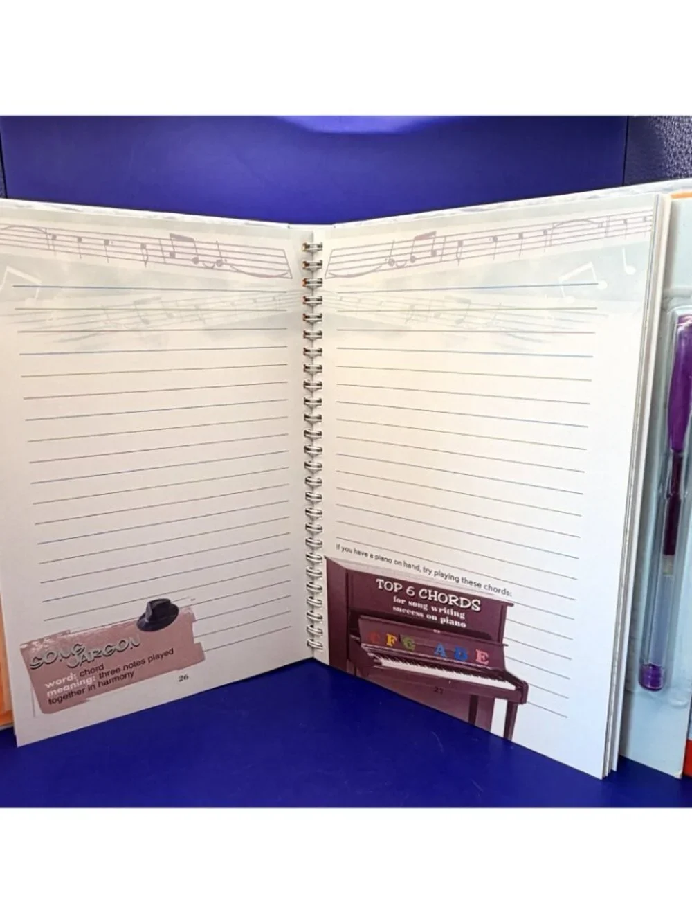 Scholastic Tangerine Press Songwriter Guided Journal 2002 Music Notebook w/Pen